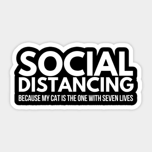Social Distancing Cat Tee Sticker
